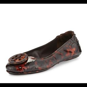Tory Burch Tortoise Print Patent Leather Ballet Flats